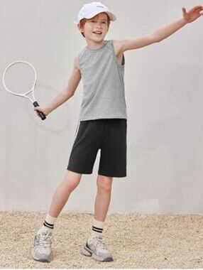 Boys Tank Top Athletic Sleeveless Crewneck T-Shirts Kids Gray